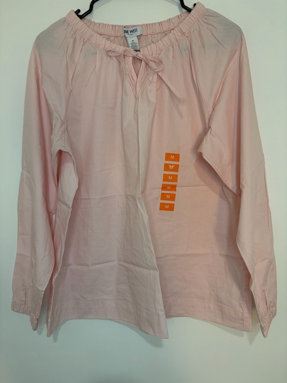 Nine West Pink Peasant Tie-Neck Blouse